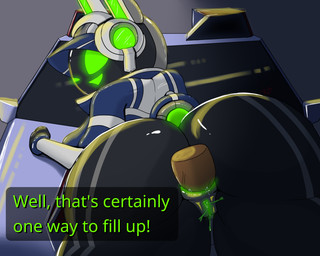 anal anal_penetration anthro anus big_butt blue_clothing bodily_fluids butt clothing cum cum_in_ass cum_inside duo electronics female genital_fluids genitals glowing glowing_anus glowing_eyes glowing_face glowing_genitalia green_eyes green_text headgear headphones headset human_on_robot looking_back male male/female on_car penetration sex_on_car smile smiling_at_viewer smirk smirking_at_viewer solo_focus speech_bubble text vaginal_fluids white_clothing burnyburnstein project_turboblast tempo_(project_turboblast) human mammal robot_anthro 5:4 english_text hi_res