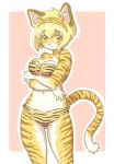 accessory anthro bikini black_nose blonde_hair blush breasts clothed clothing female fur green_eyes hair headband kemono looking_at_viewer orange_body orange_fur solo swimwear two-piece_swimsuit kin-shun felid mammal pantherine tiger 2015 digital_media_(artwork)