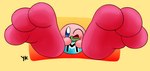 3_toes ambiguous_gender big_feet blush blush_stickers feet food foot_focus fruit holding_object huge_feet hyper hyper_feet leaf looking_at_viewer not_furry one_eye_closed pink_body plant simple_background smile solo spread_legs spreading toes tomato toony wink yellow_background yungknight kirby_(series) nintendo kirby waddling_head absurd_res hi_res