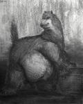 ambiguous_gender anthro bd belly big_belly fur graphite_(artwork) greyscale leaning mammal monochrome navel nude overweight overweight_ambiguous overweight_anthro pencil_(artwork) slightly_chubby solo traditional_media_(artwork) unknown_species whiskers