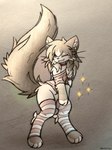 ambiguous_gender anthro blush choker clothing exposed_shoulder footwear jewelry legwear necklace semi-anthro shirt socks solo star tail thigh_highs topwear whiskers del_(artist) miya_(accelldraws) domestic_cat felid feline felis mammal ragdoll_cat absurd_res hi_res female_(lore)