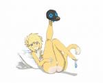 anthro balls clothing femboy fur genitals hat headgear headwear heart_symbol male pillow shadow simple_background solo thong underwear white_background yellow_body yellow_fur kiwa_flowcat kiwa_biscuitcat kiwa_flowcat_(character) domestic_cat felid feline felis mammal digital_media_(artwork) hi_res