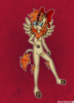 accessory anthro bow_ribbon female flat_chested freckled_face freckles genitals hair hair_accessory hair_bow hair_ribbon horn looking_at_viewer nipples nude nude_anthro nude_female open_mouth pubes ribbons scales short_hair smile smiling_at_viewer solo spread_legs spread_wings spreading tail vulva wings young blossomblaze hasbro my_little_pony blossomblaze_(character) fan_character equid equine horse kirin_(mlp) mammal pony absurd_res hi_res