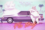 80's_theme anthro arm_tuft belly_overhang big_moobs black_body black_fur car chest_tuft elbow_tuft fur glitch hair hand_on_belly leaning_on_object looking_at_another magenta_text male mane moobs navel nude obese obese_anthro obese_male overweight overweight_anthro overweight_male palm_tree plant red_text retro sculpture solo statue text thick_thighs tree tuft vaporwave vehicle white_body white_fur white_hair yellow_sclera tundrarodi ford ford_mustang rodi_(tundrarodi) arctic_fox canid canine fox mammal true_fox