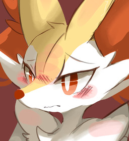 ambiguous_anthro ambiguous_gender anthro arm_tuft blush blush_lines cheek_tuft embarrassed eyebrows facial_tuft fur inner_ear_fluff multicolored_body multicolored_fur orange_body orange_eyes orange_fur orange_inner_ear_fluff orange_nose pointy_ears prick_ears pupils raised_inner_eyebrows shoulder_blush shoulder_tuft simple_background snout solo tuft wavy_mouth white_body white_fur white_pupils yellow_body yellow_fur izon448 nintendo pokemon braixen canid generation_6_pokemon mammal pokemon_(species) 2024 bust_portrait digital_drawing_(artwork) digital_media_(artwork) hi_res portrait