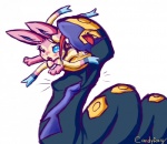 ambiguous_gender blue_eyes blush bow candyfoxy duo eeveelution fangs feral nintendo one_eye_closed open_mouth plain_background pokémon red_eyes reptile ribbons scalie seviper size_difference snake sylveon teeth tongue video_games vorarephilia vore white_background
Rating: Safe
Score: 0
User: VillainousVulpix
Date: July 03, 2013