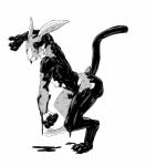 claws erection genitals latex male penis solo transformation mikewulf flir_(panther) flir_(rabbit) felid lagomorph latex_creature leporid living_latex mammal pantherine rabbit symbiote hi_res monochrome