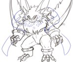 anthro armor breasts claws clothing female gauntlets gloves handwear solo under_boob winged_arms wings roguemorpho bandai_namco digimon digimon_(species) lamortmon 6:5