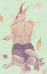 ambiguous_gender butt claws clothing ear_piercing ear_ring eyes_closed flower lingerie panties petals piercing plant rear_view ring_piercing solo thick_thighs underwear wide_hips vandclash alien avian daekkuh scalie absurd_res hi_res