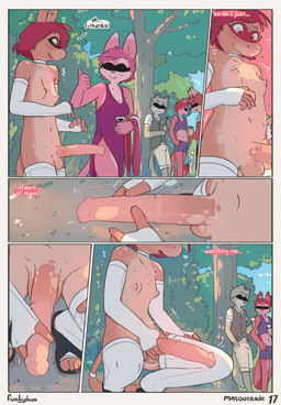 animal_genitalia animal_penis anthro areola armwear balls beverage blush blush_lines breasts clothed clothed/nude clothing crouching crowd dialogue dress equine_genitalia equine_penis erection exhibitionism freckled_shoulders freckles genitals grass group gynomorph intersex legwear masturbation mostly_nude motion_lines nipples nude only_one_nude outside party penile penile_masturbation penis piercing plant public public_erection public_masturbation public_nudity squatting_pose sunny tail text tree conditional_dnp djannetur funkybun equid equine horse mammal comic english_text hi_res trans_(lore) trans_woman_(lore)