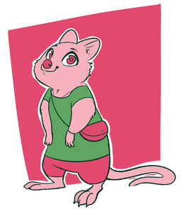 anthro barefoot biped border clothed clothing feet female looking_at_viewer pink_background purse simple_background smile solo standing white_border fuel_(artist) disney zootopia fan_character macropod mammal marsupial quokka 2018 character_request hi_res