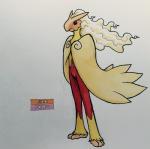 2017 3_toes alternate_color ambiguous_gender anthro avian beady_eyes beak biped bird black_eyes blaziken cape cape_only clothing crotch_tuft english_text fakemon feathers feet firefightdex front_view frown full-length_portrait generation_3_pokemon hair hatching_(art) hi_res leg_markings long_hair marco_fanjul marker_(artwork) markings mixed_media mostly_nude multicolored_body multicolored_feathers nintendo orange_beak pen_(artwork) pokemon pokemon_(species) portrait red_body red_feathers shaded shadow simple_background socks_(marking) solo standing text toes toony traditional_media_(artwork) tuft two_tone_body two_tone_feathers white_background white_hair yellow_body yellow_feathers