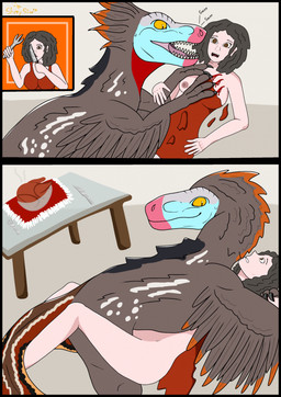 bestiality breasts clothing dress duo feathers female female_human female_on_feral female_penetrated feral feral_penetrating food forced holidays human_penetrated interspecies male male/female meat penetration rape sex turkey_meat vaginal vaginal_penetration wound_on_chest wounded shinyclara thanksgiving dinosaur dromaeosaurid feathered_dinosaur feathered_scalie human mammal prehistoric_species pyroraptor reptile saurischian scalie theropod hi_res