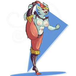 abs anthro areola athletic blush bodily_fluids breasts eyelashes facial_tuft female female_anthro flexible genitals long_eyelashes medium_breasts nipples nude one_leg_up one_tooth pink_areola pink_nipples raised_leg simple_background solo splits spread_legs spreading standing sweat sweatdrop tuft vertical_splits vulva white_body slimysol nintendo pokemon cinderace generation_8_pokemon pokemon_(species) 1:1 absurd_res hi_res watermark