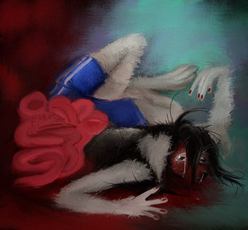 accident ambiguous_gender anthro blood bodily_fluids gore guts intestines killing male organs sad snuff solo plaksapisya