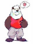 anthro barefoot bottomwear claws clothed clothing feet fully_clothed fur male pants shirt solo standing tank_top thought_bubble topwear super-tuler tairu bear giant_panda mammal 2016 hi_res