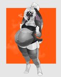 anthro black_bra black_clothing black_underwear bodily_fluids bottomwear bra breasts clothing exhausted female floppy_ears grey_body hair hair_bun looking_at_viewer musk musk_clouds navel open_mouth pregnant pregnant_female red_eyes shorts solo sports_bra sweat sweaty_breasts sweaty_legs underwear white_bottomwear white_clothing white_hair white_shorts artimusdraw ashley_(huf13) domestic_rabbit lagomorph leporid lop_rabbit mammal oryctolagus rabbit absurd_res hi_res
