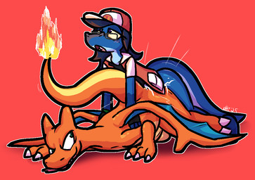 all_fours anthro anthro_on_anthro anthro_penetrated anthro_penetrating anthro_penetrating_anthro balls big_balls big_penis black_clothing black_shirt black_topwear blue_body blue_hair blue_scales blue_wings blush bodily_fluids butt claws clothed clothing cum cum_from_ass cum_in_ass cum_inside cum_on_butt cum_splatter cute_fangs doggystyle duo erection eyewear fangs finger_claws fingerless_gloves fire flaming_tail forked_tongue from_behind_position genital_fluids genitals glasses gloves green_clothing green_eyes green_gloves green_handwear green_pupils grey_eyewear grey_glasses grin hair handwear hat headgear headwear interspecies jacket looking_pleasured male male/male male_penetrated male_penetrating male_penetrating_male open_clothing open_jacket open_mouth open_topwear orange_body orange_scales orgasm penetration penis pupils purple_eyes purple_pupils red_background red_clothing red_hat red_headwear red_jacket red_topwear scales sex shirt simple_background smile tail tan_balls tan_body tan_penis tan_scales teeth toe_claws tongue tongue_out topwear white_claws white_clothing white_hat white_headwear white_jacket white_topwear wings yellow_sclera ultilix nintendo pokemon ulti_(ultilix) charizard generation_1_pokemon lizard pokemon_(species) reptile scalie 2026