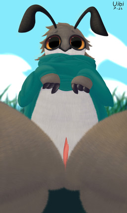 amber_eyes animal_genitalia antennae_(anatomy) anthro belly bodily_fluids bottomless brown_body brown_fur clothed clothing crouching fingers first_person_view fur genital_fluids genital_slit genitals grass green_clothing green_topwear hoodie hoodie_only looking_at_viewer looking_down male penis plant precum presenting presenting_penis shirt shy sky solo tapering_penis topwear topwear_only white_body white_fur uibi uibi_(uibi) arthropod humanoid insect lepidopteran moth 2023 absurd_res colored digital_drawing_(artwork) digital_media_(artwork) hi_res portrait shaded signature