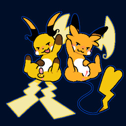 anus balls black_background black_nose blue_background blush blush_lines closed_smile cute_fangs digitigrade dipstick_ears dipstick_toes duo ear_markings erection fangs female feral genitals gloves_(marking) looking_at_viewer male markings mouth_closed multicolored_ears open_mouth open_smile penis raised_arm sheathed_tapering_penis simple_background smile teeth toony vulva taikupy_cat nintendo pokemon pokemon_legends_z-a generation_9_pokemon mammal mega_evolution mega_raichu mega_raichu_x mega_raichu_y pokemon_(species) rodent 1:1 digital_media_(artwork) hi_res pixel_(artwork)