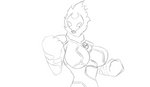 breasts female fire nipples not_furry solo mrbroomstic_(artist) ben_10 cartoon_network alien alien_humanoid elemental_creature fire_creature humanoid pyronite hi_res monochrome