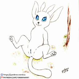 3_toes anthro anus blue_eyes blue_vulva crotch_lines feet female genitals grass legs_in_air legs_up patreon_logo patreon_username pawpads paws plant sitting smile smiling_at_viewer solo spread_legs spreading text toes vulva white_body yordraw microsoft ori_(series) patreon xbox_game_studios ori_(ori) guardian_spirit 1:1 hi_res traditional_media_(artwork) url