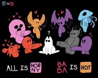ambiguous_gender aroused balls big_balls big_penis bodily_fluids circumcised erection feral flying flying_sweatdrops foreskin gameplay_mechanics genitals group heart_symbol huge_penis humanoid_genitalia humanoid_genitalia_on_feral humanoid_penis humanoid_penis_on_feral hyper hyper_genitalia hyper_penis imminent_gangbang imminent_sex looking_at_viewer machine male oblivious penis question_mark surrounded sweat sweatdrop tongue tongue_out vein veiny_penis pincoosh baba_is_you baba keke_(baba) me_(baba_is_you) aquatic arthropod avian bat bird cnidarian crab crustacean decapod ghost humanoid jellyfish malacostracan mammal medusozoan robot spirit digital_media_(artwork) hi_res lineless signature