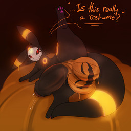 balls big_balls big_penis bodily_fluids feral food fruit genitals holidays huge_balls huge_penis hyper hyper_balls hyper_genitalia hyper_penis male musk penis plant pumpkin solo sweat text woemutt halloween nintendo pokemon eeveelution generation_2_pokemon pokemon_(species) umbreon 1:1 english_text hi_res