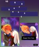 2017 5:6 absurd_res anthro berriiazul canid canine clothing comic disney english_text eyes_closed female fox fur green_eyes hi_res holiday_message holidays judy_hopps kissing lagomorph leporid male male/female mammal new_year nick_wilde rabbit red_fox scarf simple_background text true_fox url winter zootopia