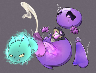big_penis bodily_fluids cum genital_fluids genitals male male/male penis purple_body spirithief_bartholos darrow0 honkai:_star_rail honkai_(series) mihoyo mr_tail_(honkai:_star_rail) canid canine fox ghost heliobi mammal spirit hi_res