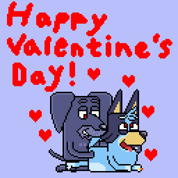 aged_up anthro bite biting_lip blue_body digit_ring duo female finger_in_mouth heart_symbol holding_waist holidays jewelry male male/female married_couple obscured_penetration open_mouth pupils purple_body red_pupils ring tongue tongue_out wedding_ring broken_pixel bluey_(series) valentine's_day bluey_heeler jean-luc_(bluey) australian_cattle_dog bird_dog canid canine canis cattledog domestic_dog herding_dog hunting_dog labrador mammal pastoral_dog retriever 1:1 digital_media_(artwork) hi_res pixel_(artwork)