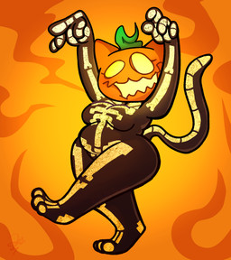 4_fingers anthro belly belly_overhang big_breasts big_eyes breasts casual_nudity empty_eyes eyelashes featureless_breasts feet female fingers food for_a_head fruit happy nude open_mouth orange_background overweight overweight_anthro overweight_female plant pumpkin pumpkin_head raised_arms raised_tail simple_background solo tail thick_thighs three-quarter_view toes toony walking wide_hips dydy_silva cc-by-nc creative_commons epic_games fortnite spice_(fortnite) domestic_cat felid feline felis mammal object_head 2025 digital_media_(artwork) full-length_portrait hi_res portrait shaded soft_shading