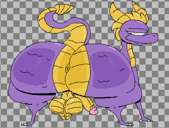 anus backsack balls big_balls big_butt big_penis butt claws feral genitals glistening glistening_balls glistening_body glistening_butt glistening_genitalia gold_belly gold_scales grey_background horn huge_balls huge_butt looking_at_self looking_back male multicolored_body non-mammal_balls pattern_background penis pupils purple_body purple_pupils scales scrotum_flap simple_background smile snout solo tail thick_thighs underbelly x_anus yellow_horn nxyitn activision mythology spyro_the_dragon spyro dragon mythological_creature mythological_scalie scalie aliasing digital_media_(artwork)