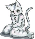 blush bodily_fluids green_eyes kemono looking_at_viewer male nude scar simple_background sitting solo tears white_background young kurokiriririri domestic_cat felid feline felis mammal 2010