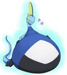 ambiguous_gender belly big_belly blue_body blue_skin blue_tail feral fin heart_symbol huge_belly hyper hyper_belly overweight simple_background solo tail tongue tongue_out white_background yellow_eyes nintendo pokemon generation_8_pokemon inteleon pokemon_(species) hi_res