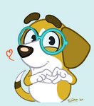 anthro eyewear female fur glasses looking_at_viewer simple_background solo young young_anthro plinko bluey_(series) honey_(bluey) beagle canid canine canis domestic_dog hunting_dog mammal scent_hound