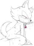 anthro biped bodily_fluids breath chain collar cum cum_in_ass cum_inside cum_on_leg dirty gem genital_fluids kneeling leash male pink_eyes ruby_(gem) shaking solo sweat tears sikai sega sonic_forces sonic_the_hedgehog_(series) custom_character_(sonic_forces) gadget_the_wolf canid canine canis mammal wolf 3:4 partially_colored