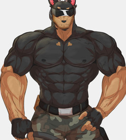 abs anthro army army_clothing army_outfit barazoku belt biceps big_muscles big_pecs black_belt black_body black_clothing black_fingerless_gloves black_fur black_gloves black_handwear bottomwear camo camo_bottomwear camo_clothing camo_pants camo_print clothed clothing electronics facial_hair fingerless_gloves fur gloves green_bottomwear green_clothing green_pants handwear headgear headphones headset headset_microphone heart_symbol looking_at_viewer male manly military military_clothing military_pants military_uniform muscular muscular_anthro muscular_male orange_body orange_fur pants pattern_bottomwear pattern_clothing pattern_pants pecs showing_off_muscles simple_background soldier solo standing stubble text thick_arms topless topless_anthro topless_male tough_guy uniform visor warrior white_background reachea alfonz_(reachea) canid canine canis dobermann domestic_dog mammal pinscher