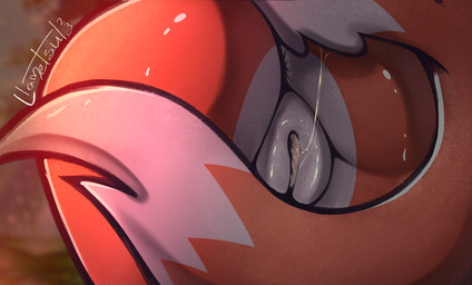 anus bodily_fluids butt butt_shot dipstick_tail female genital_fluids genitals humanoid_genitalia humanoid_vulva markings solo tail tail_markings text vaginal_fluids vulva llametsul nintendo pokemon canid canine fox generation_7_pokemon lycanroc mammal midnight_lycanroc pokemon_(species) 2023 artist_name dated digital_drawing_(artwork) digital_media_(artwork)
