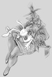 anthro clothing crossgender duo female long_ears mtf_crossgender loodles sam_and_max max_(sam_and_max) samuel_dog canid canine canis domestic_dog lagomorph leporid mammal rabbit hi_res