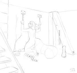 anal_beads anthro backsack balls basement bdsm big_tail bondage bound bowl butt chain container cuff_(restraint) dildo fixed_toy genitals iron_cuffs kneeling looking_at_viewer looking_back male metal_cuffs nude on_ground pawpads pet_bowl restraints sex_toy sex_toy_background solo stairs submissive submissive_male tail wall_mounted_dildo whip katai ailurid mammal red_panda 2015 black_and_white digital_media_(artwork) line_art monochrome signature