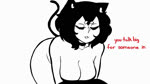 bent_over big_breasts black_hair breasts cleavage clothed clothing dialogue female hair panties panties_down partially_clothed solo text underwear underwear_down undressing emmpyfour animal_humanoid cat_humanoid felid felid_humanoid feline feline_humanoid humanoid mammal mammal_humanoid 16:9 2022 2d_animation animated digital_media_(artwork) english_audio english_text monochrome short_playtime sound sound_edit voice_acted webm widescreen