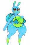 3_fingers :> antennae_(anatomy) areola areola_slip backpack big_breasts bikini blue_body blue_clothing blue_skin blush blush_stickers bra breasts clothing female fingers front_view gastropod_shell green_body green_skin mollusk_shell multicolored_body multicolored_skin navel non-mammal_breasts non-mammal_navel noseless panties pink_eyes pupils shell simple_background slime smile solo swimwear thigh_gap two-piece_swimsuit underwear white_background wide_hips yellow_pupils yellow_sclera somescrub aquatic_gastropod gastropod marine mollusk sea_snail snail absurd_res full-length_portrait hi_res portrait