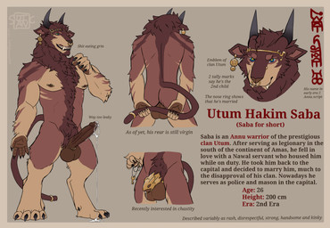 annu anthro biography bodily_fluids body_hair chastity_cage chastity_cage_only chastity_device chastity_device_only chest_hair claws digit_ring dripping ear_piercing ear_ring erection facial_piercing fangs genital_fluids genital_piercing genitals glans grin hairy happy_trail horn jewelry key leaking_precum male mane muscular muscular_anthro muscular_male nipple_piercing nipples nose_piercing nose_ring nude penis penis_piercing piercing precum precum_drip precum_on_ground precum_on_own_penis precum_string pubes ring ring_piercing saba_(dian) septum_piercing smile solo tail teeth text wearing_chastity_cage wearing_chastity_device wedding_ring dian mammal 2025 absurd_res english_text hi_res model_sheet