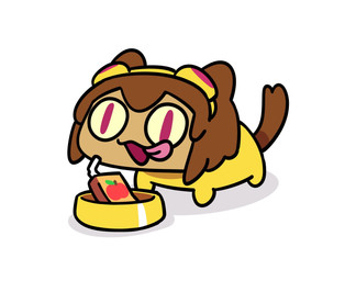 apple_juice beverage bowl brown_hair clothed clothing container drinking_straw eyewear eyewear_on_head female goggles goggles_on_head hair juice_(beverage) open_mouth red_eyes simple_background simple_coloring solo tail tan_body tongue tongue_out white_background keenbiscuit gameoverse glitch_productions kit_bodega domestic_cat felid feline felis mammal 2026 hi_res