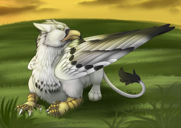 ambiguous_gender beak cloud feathered_wings feathers feral fur grass hill nude outside plant resting solo sunset tail white_body white_fur wings yellow_eyes fefairy mythology tony_(thedragonsnest) avian bird felid gryphon mammal mythological_avian mythological_creature 2014 digital_media_(artwork) hi_res