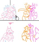 angry anthro bathrobe breast_grab breasts clothed clothing eyes_closed female female/female french_kissing fur group hand_on_breast kiss_on_lips kissing lipstick makeup robe simple_background wet fourball five_nights_at_freddy's five_nights_at_freddy's_2 roommates:motha scottgames foxglove_(roommates) lolly_(roommates) mangle_(fnaf) mango_(roommates) canid canine fox mammal 2022 comic digital_media_(artwork) incest_(lore) sibling_(lore) sister_(lore) sisters_(lore)