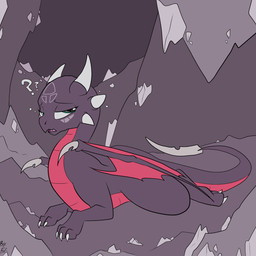 2_horns back_wings black_body blade cave cheek_spikes claws countershade_tail countershade_torso countershading digitigrade facial_spikes female feral half-closed_eyes horn inside lying_on_ground membrane_(anatomy) membranous_wings narrowed_eyes on_ground open_mouth quadruped question_mark red_body red_countershading solo spikes spikes_(anatomy) tail tail_blade thick_tail tongue weapon_tail wings young young_female young_feral fuf activision european_mythology mythology spyro_the_dragon cynder dragon mythological_creature mythological_scalie scalie western_dragon 1:1 2019 hi_res story story_in_description