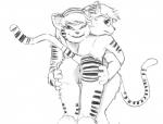 anthro anus butt duo female fur genitals hair hand_on_butt looking_at_viewer looking_back nude one_eye_closed presenting_partner pussy simple_background smile spread_butt spreading striped_body striped_fur stripes white_background wink smekbo latchkey_kingdom bridget_(latchkey_kingdom) jennifer_(latchkey_kingdom) felid mammal yuman monochrome sibling_(lore) sister_(lore) sisters_(lore)