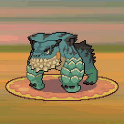 ambiguous_gender feral green_body pupils scales slit_pupils solo spiked_knuckles underbite melpoli_98 capcom monster_hunter nintendo pokemon amphibian_(mh) chatacabra reptile scalie 1:1 2025 digital_media_(artwork) hi_res pixel_(artwork)